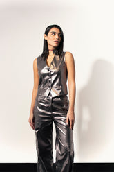 Silver Leather Vest