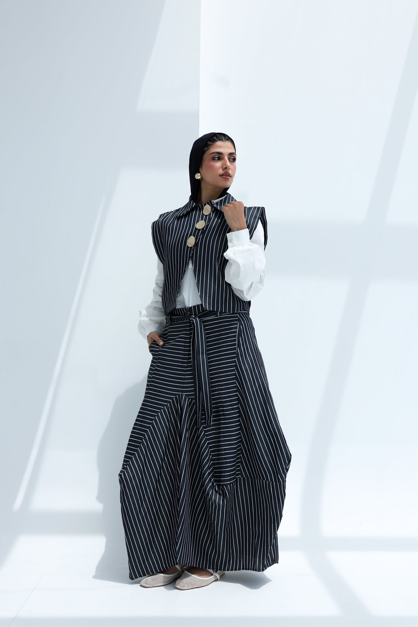 Stripe light jeans skirt