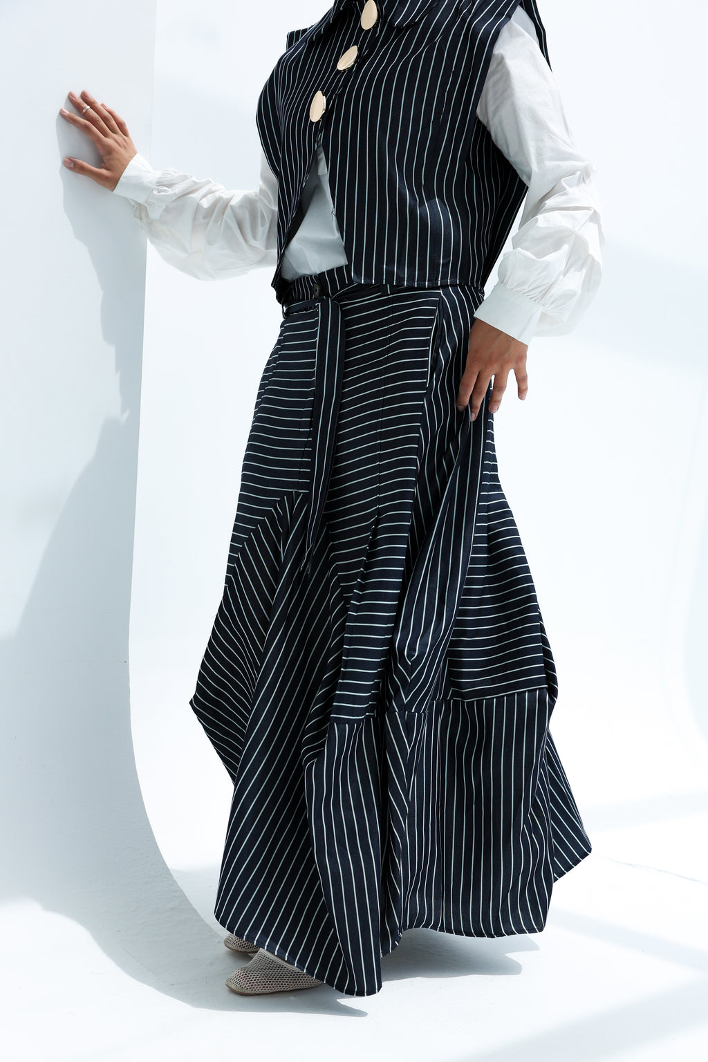 Stripe light jeans skirt