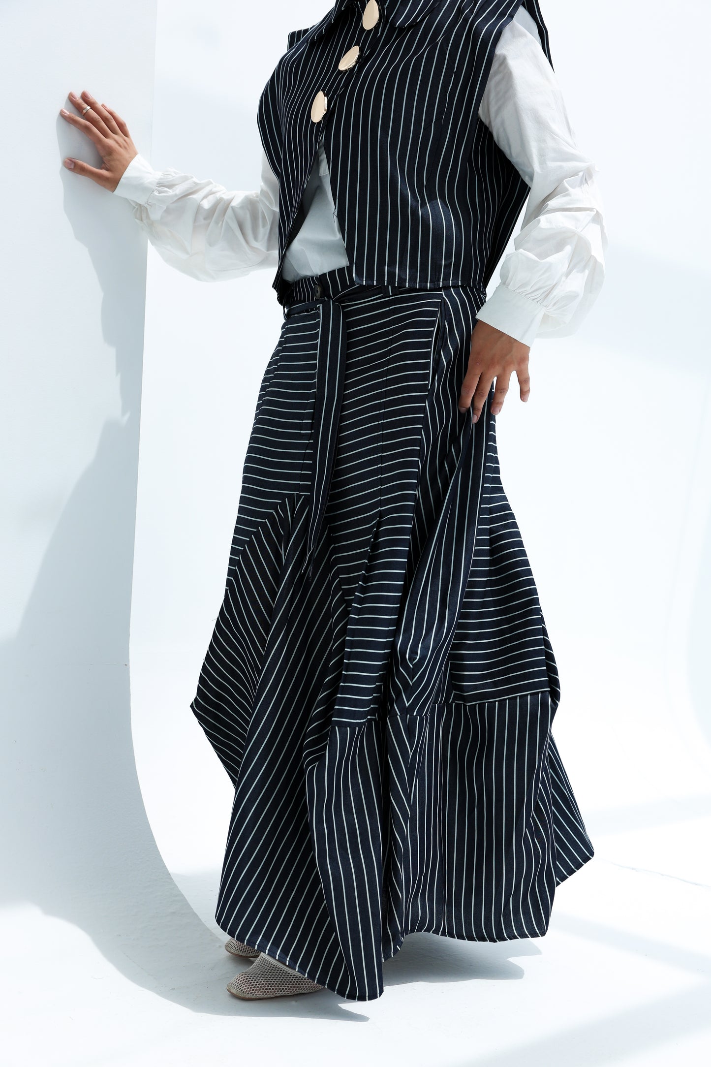 Stripe light jeans skirt
