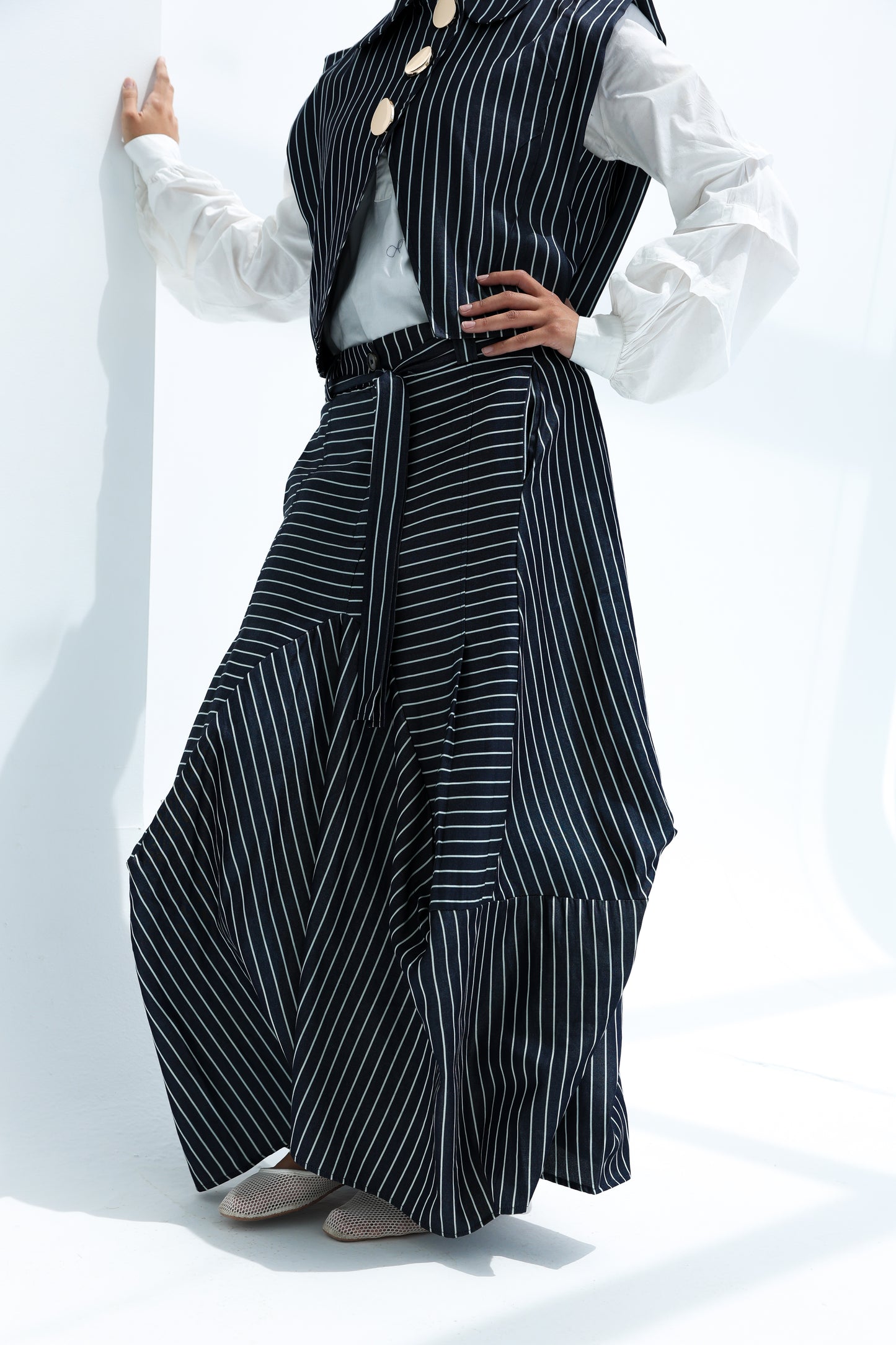 Stripe light jeans skirt
