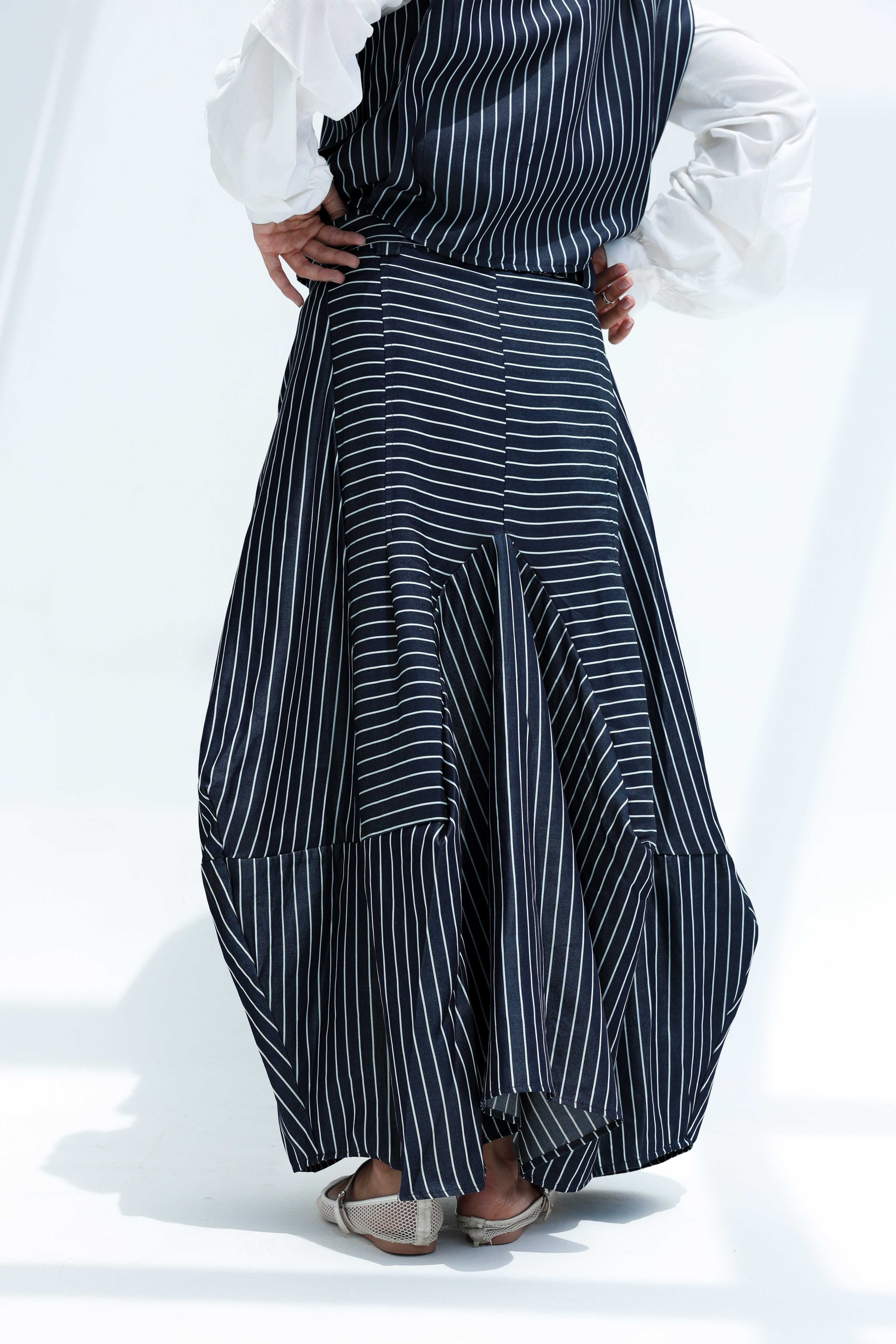 Stripe light jeans skirt