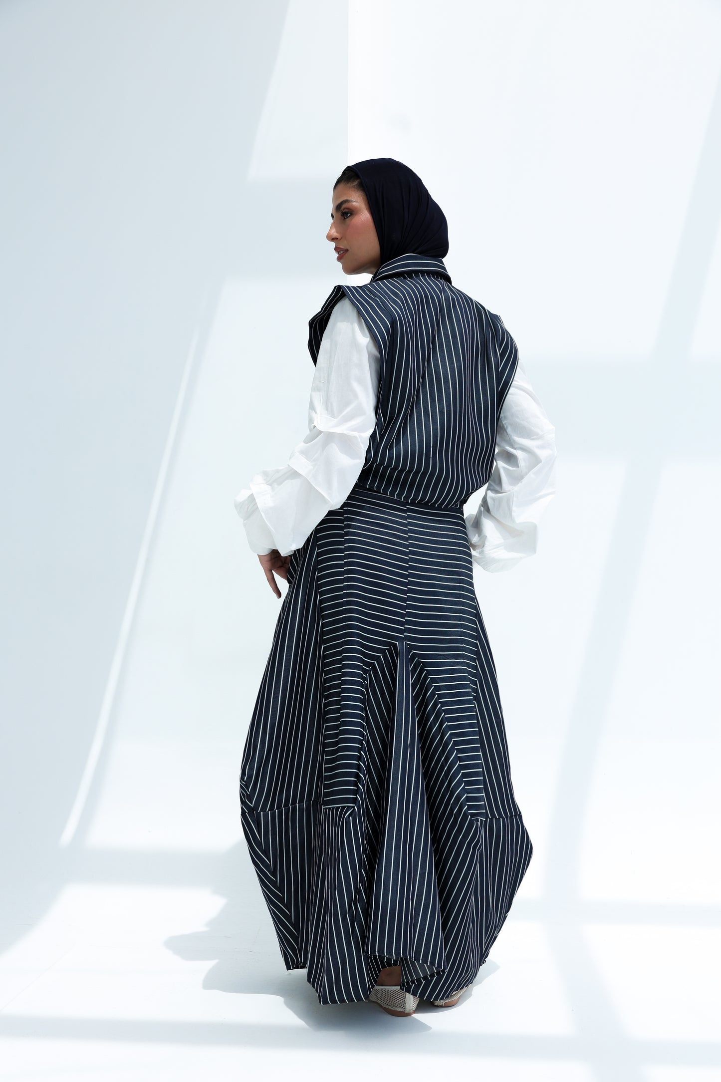 Stripe light jeans skirt