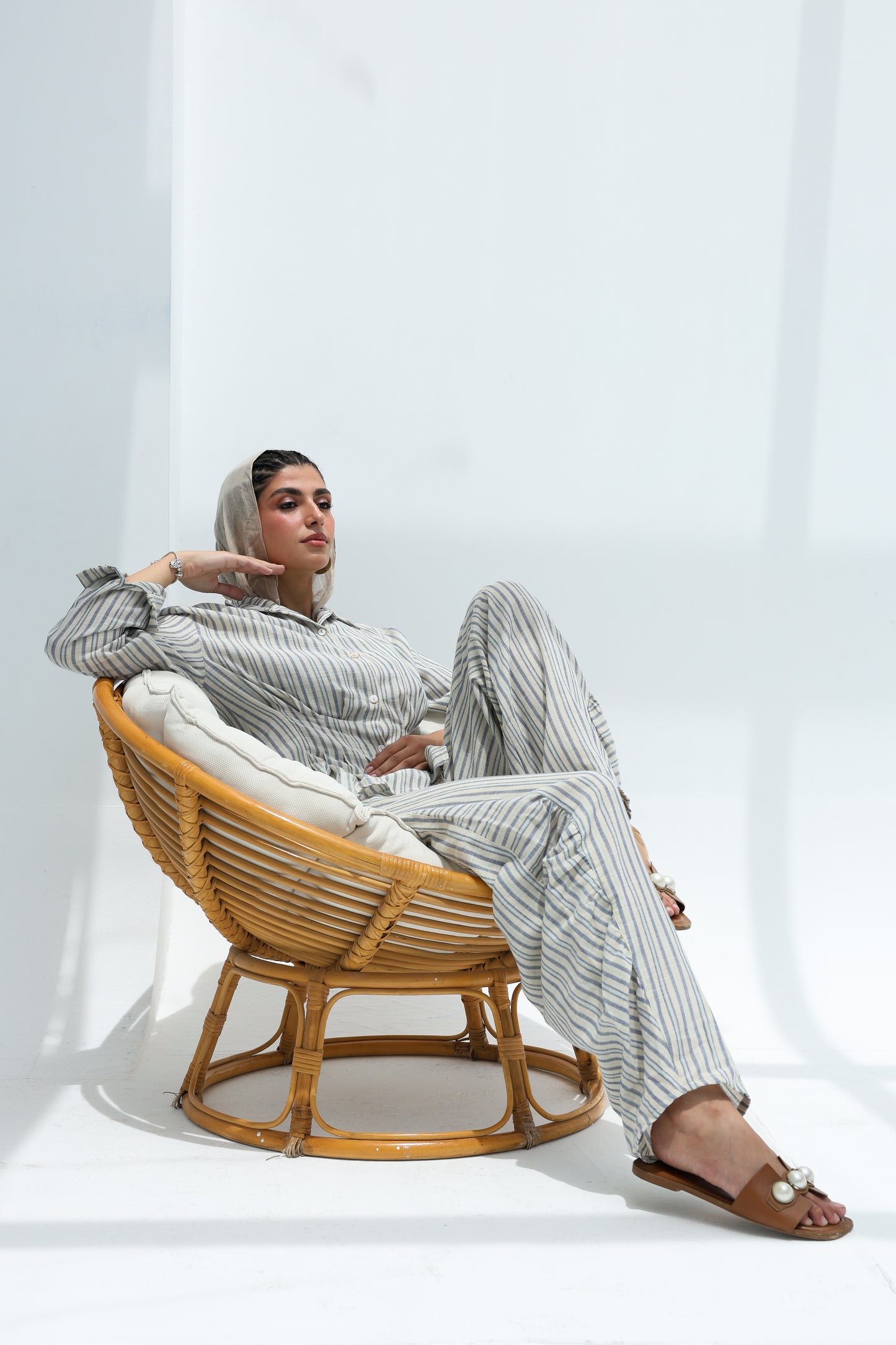 Blue linen set