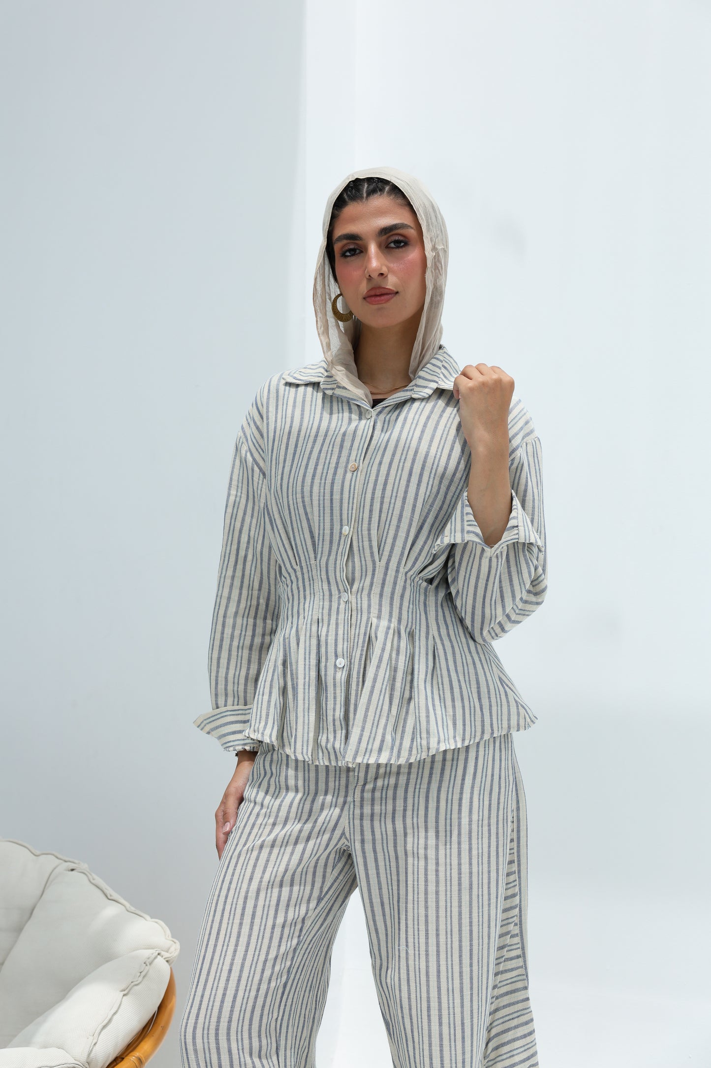 Blue linen set