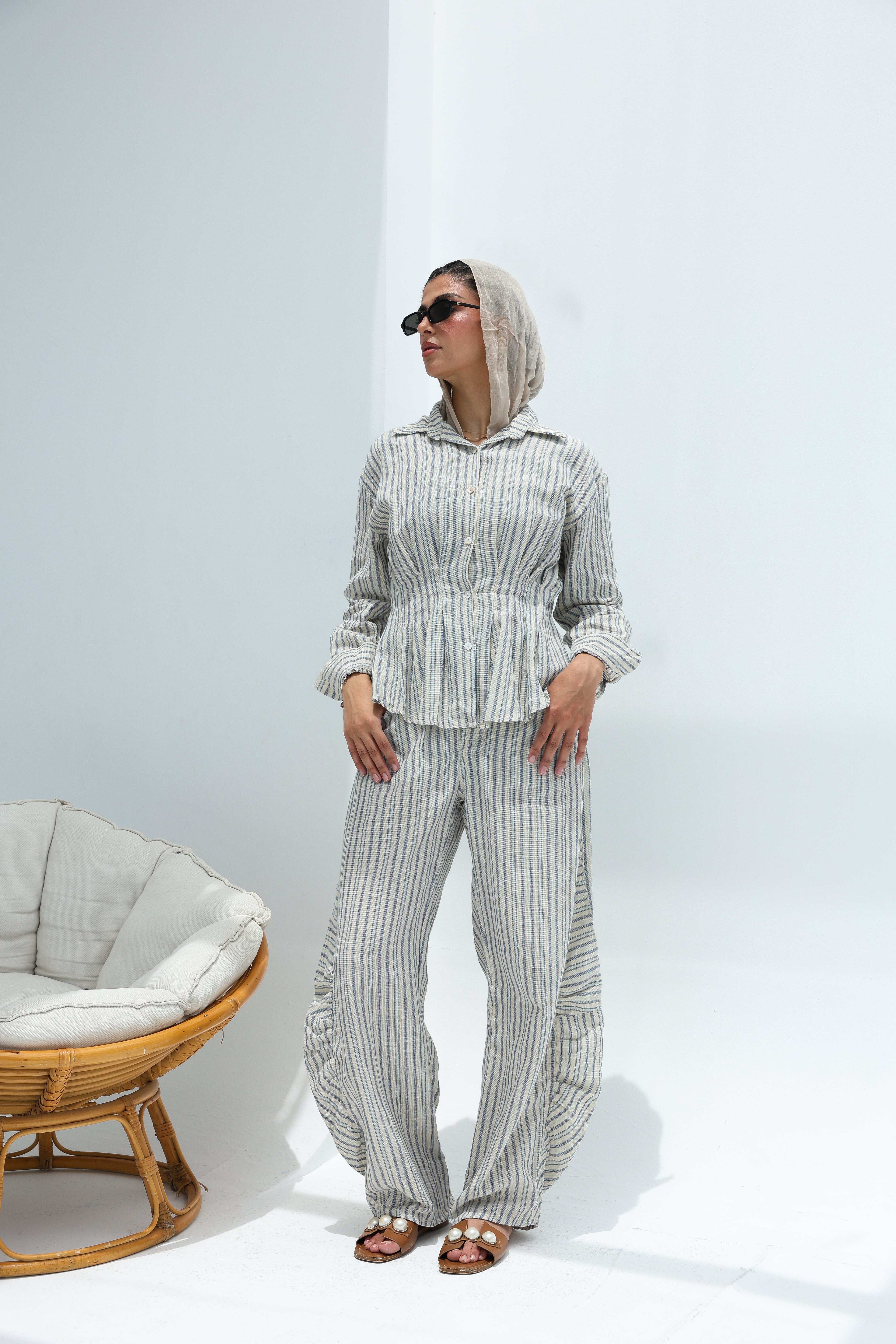 Blue linen set