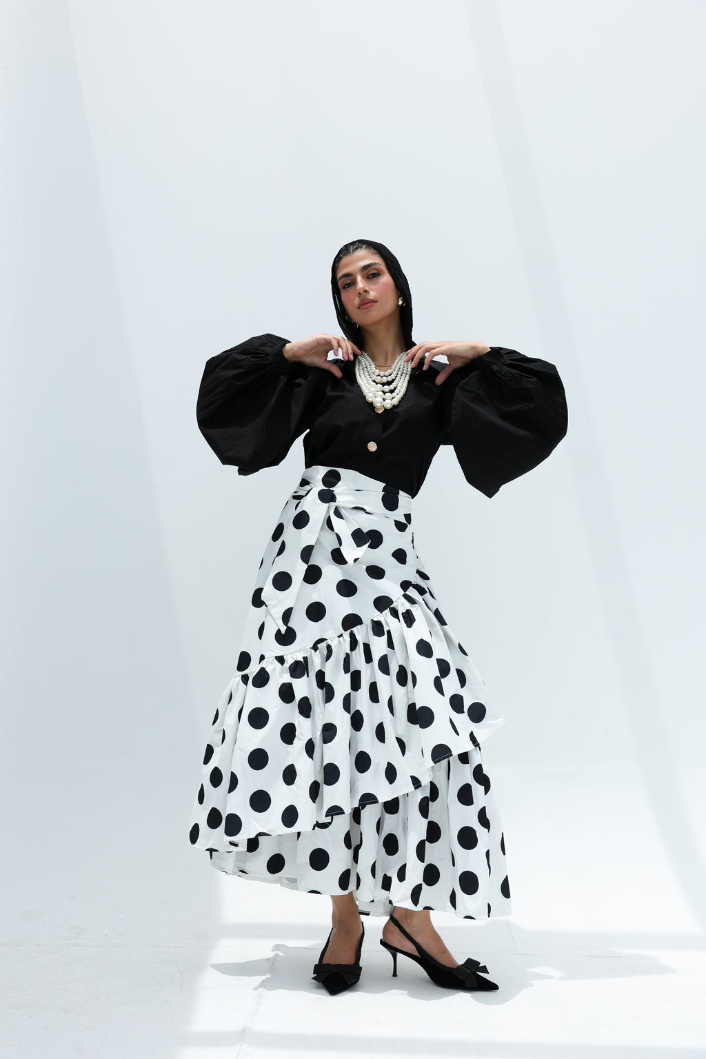 Wrapped skirt polka dot