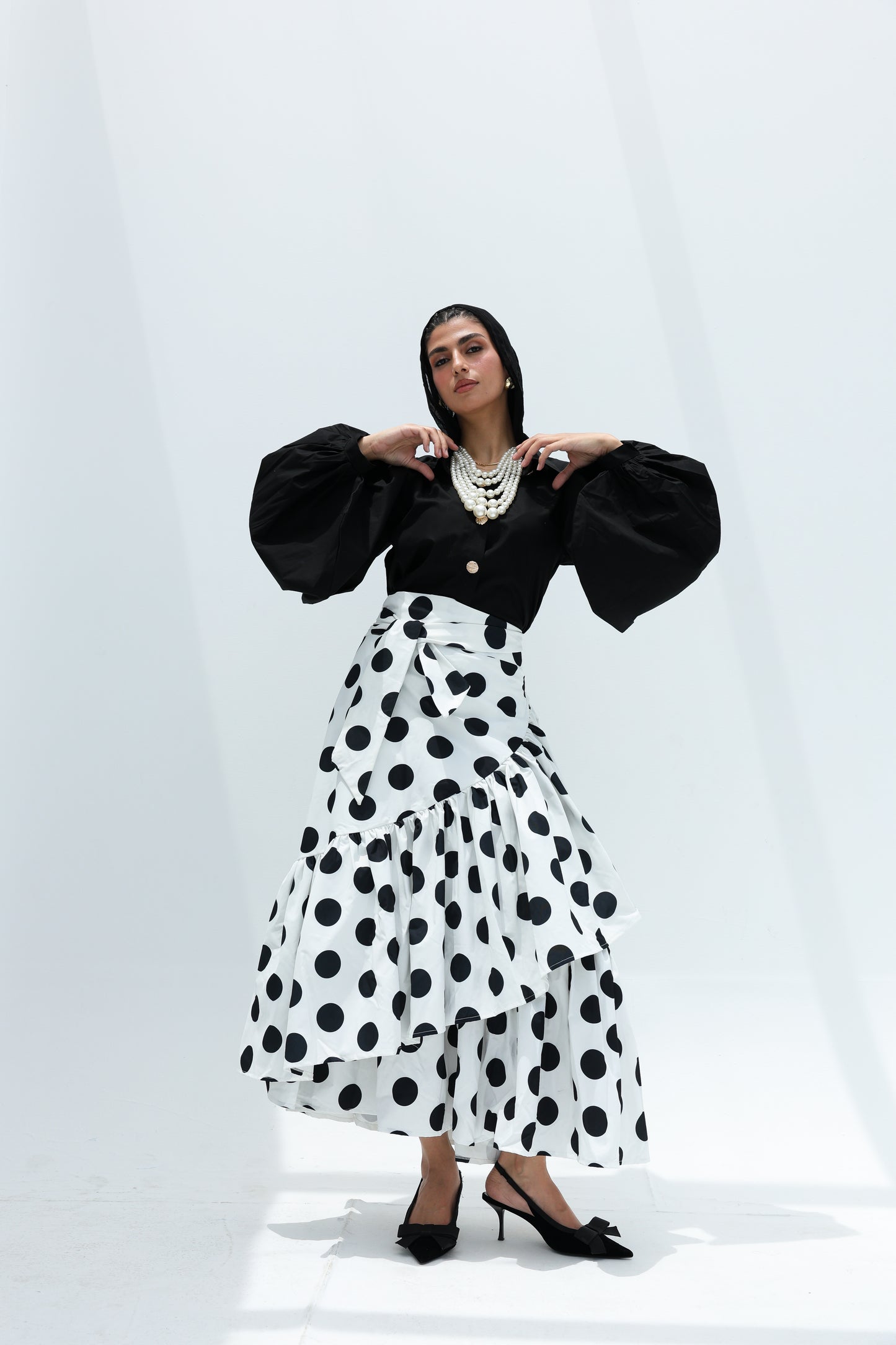 Wrapped skirt polka dot