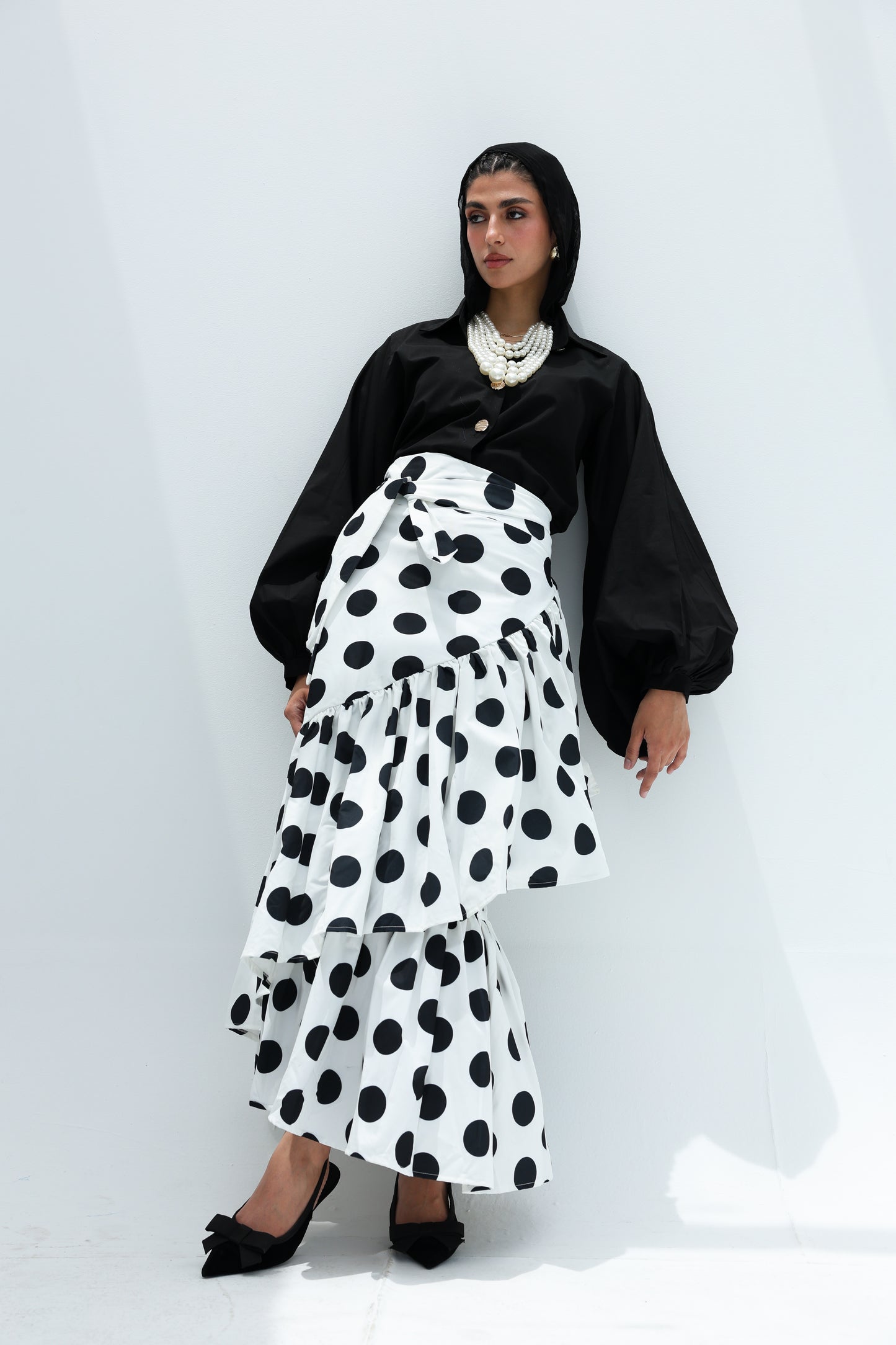 Wrapped skirt polka dot