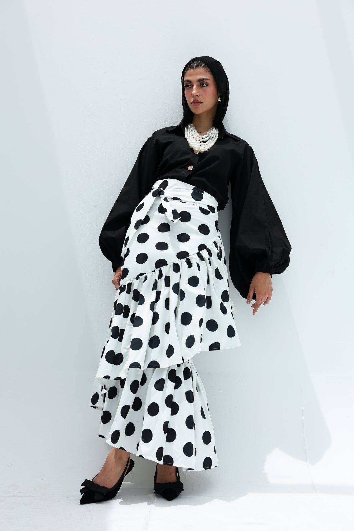 Wrapped skirt polka dot