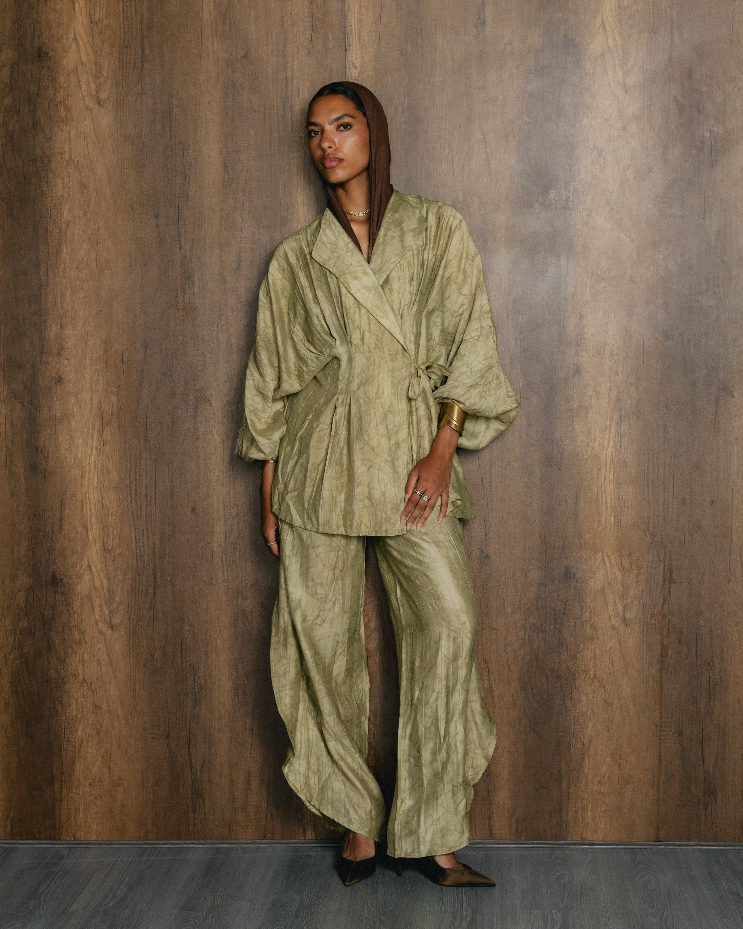 Pleated Set in lime