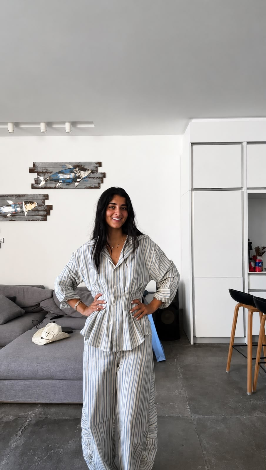 Blue linen set