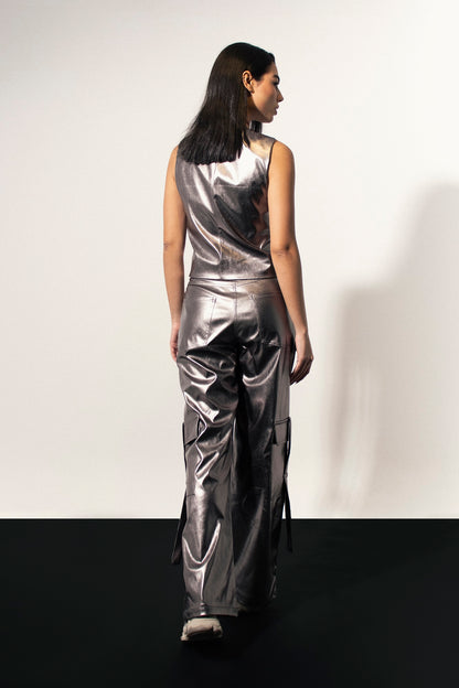Silver Leather Vest