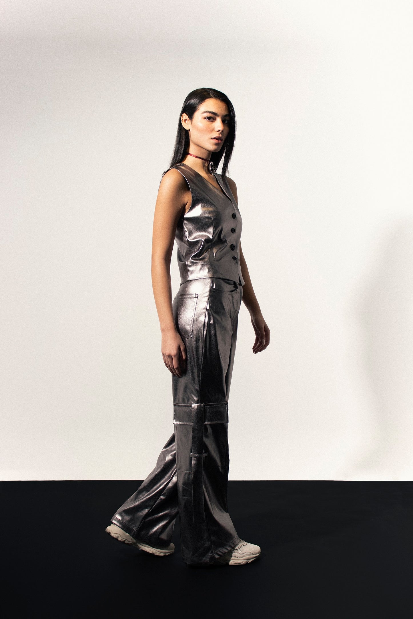 Silver Leather Vest