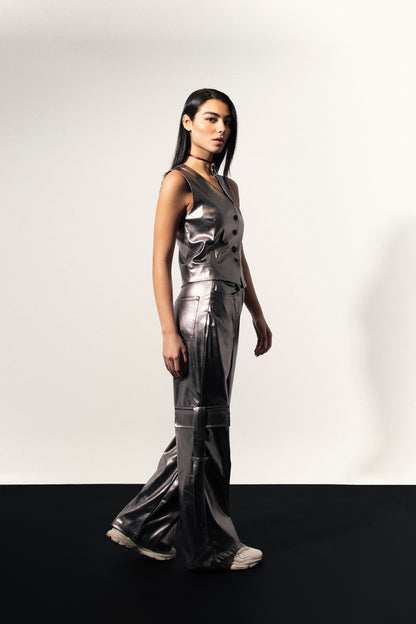 Silver Leather Vest