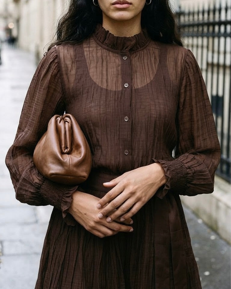 Plisse Set Brown